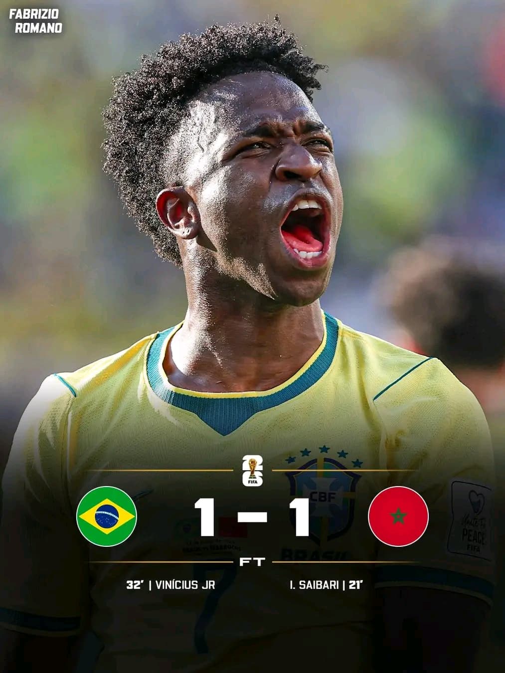 Saibari Chipped Alisson. Vinicius Rifled One Back. Brazil and Morocco Drew 1-1 in the World Cup's Most Anticipated Group Game.